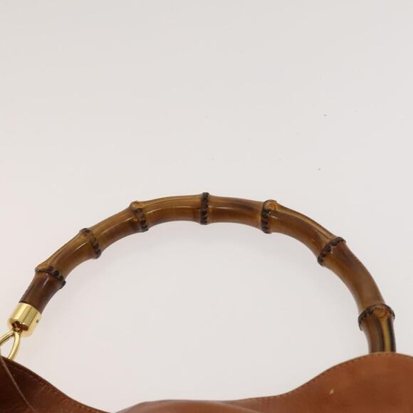 GUCCI Bamboo Shoulder Bag Leather Brown Gold 001 14 001 14 - Picture 8 of 16